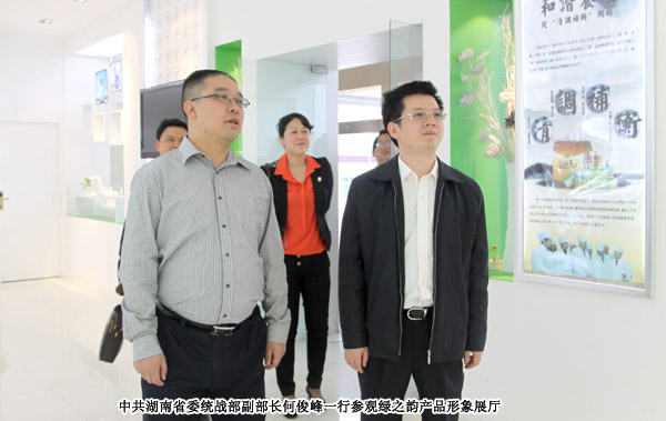 中共湖南省委統(tǒng)戰(zhàn)部副部長(zhǎng)何俊峰一行蒞臨綠之韻集團(tuán)考察調(diào)研